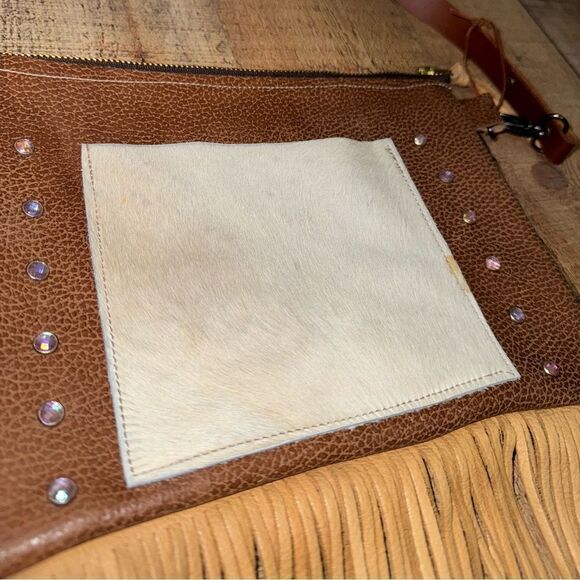 Cowhide fringe crossbody bag rodeo leather - Picture 10 of 11